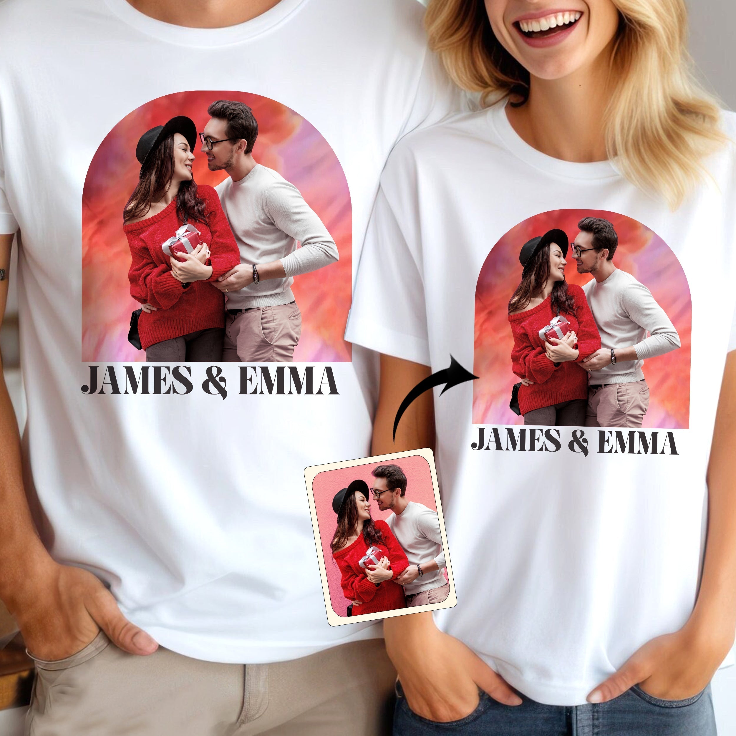 Personalized Couple T-shirt & Hoodie Custom Names Gift for Valentine’s Day
