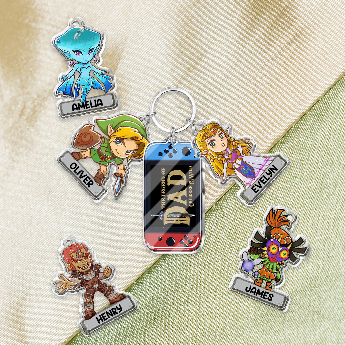 Personalized Keychain with Charms Featuring The Legend of Dad Gift for Father's Day