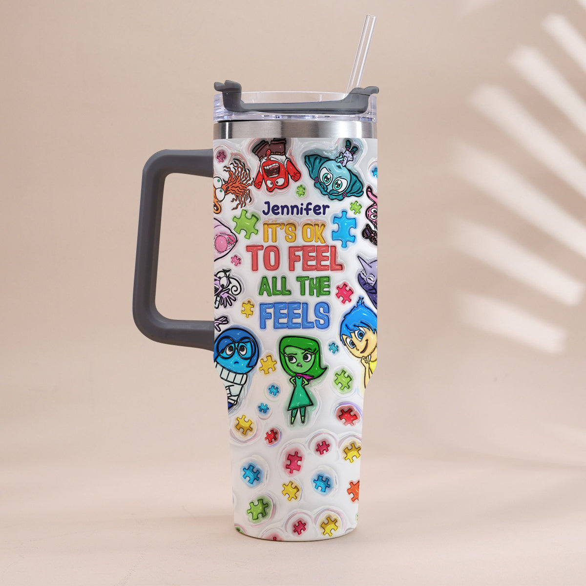 Personalized Autism Awareness Tumbler with Handle for Kids