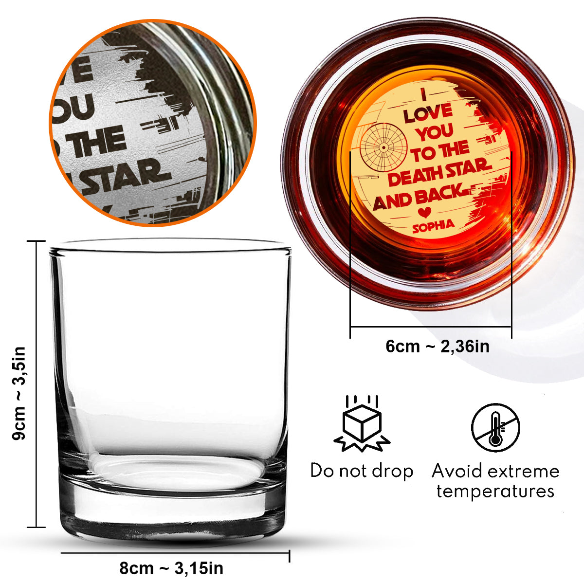 Personalized Engraved Whiskey Glass Custom Love Message Gift