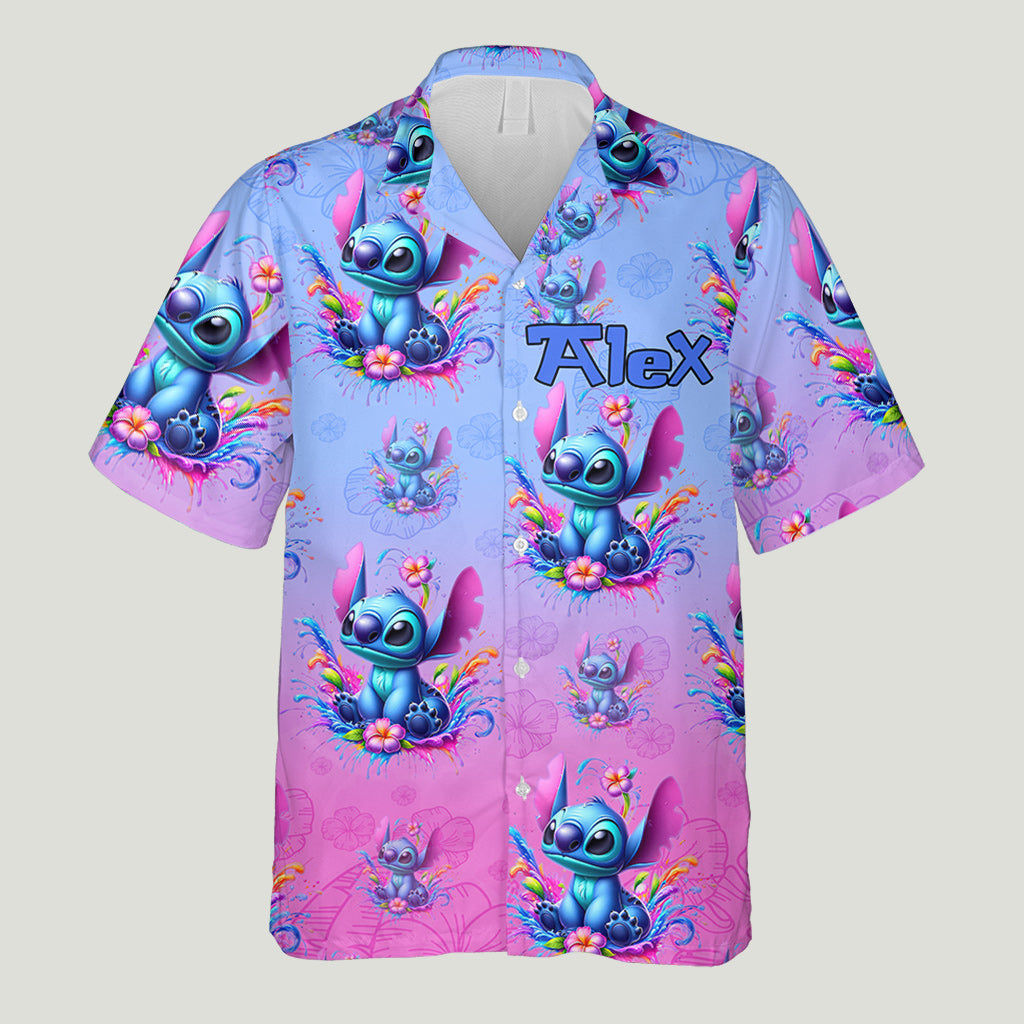 Personalized Hawaiian Shirt with Stitch Design Custom Name Gift