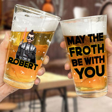 Load image into Gallery viewer, Personalized Beer Glass with Star Wars Theme Custom Name Gift for Dad
