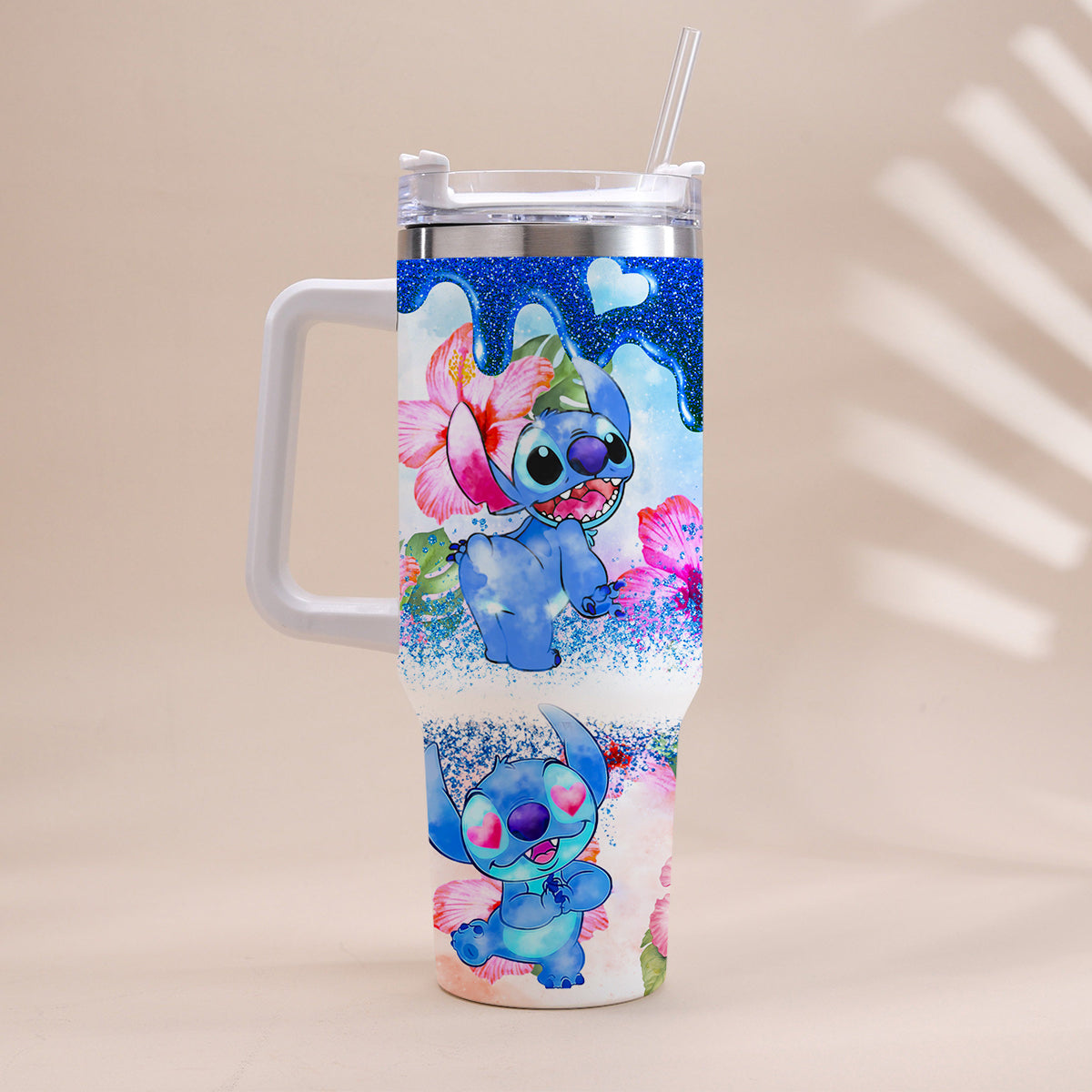 Personalized Tropical Vibe Tumbler With Handle Custom Name Gift