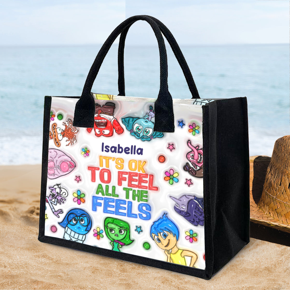 Personalized Canvas Tote Bag It's Okay To Feel All The Feels Gift for Mom/Teacher