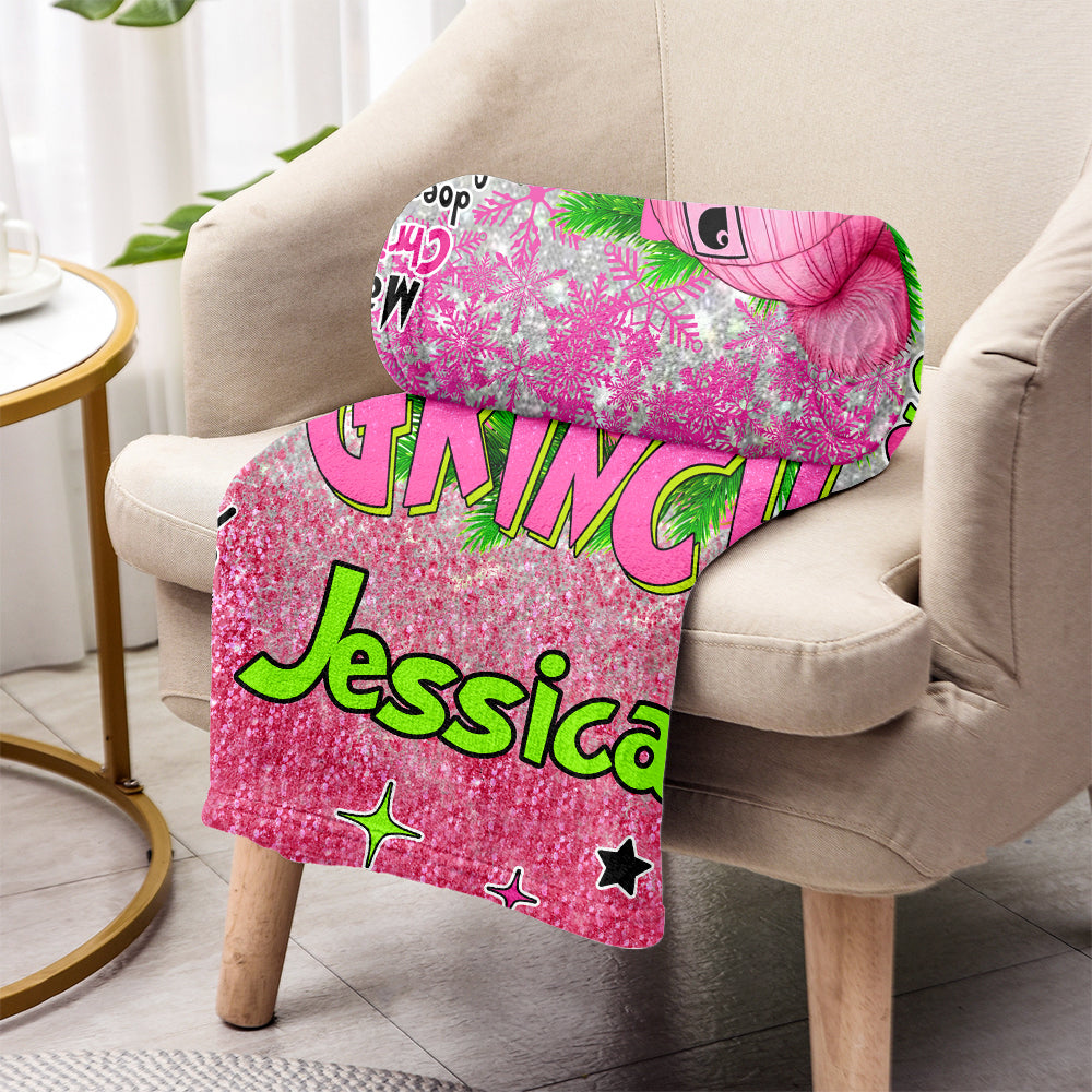 Personalized Merry Grinchmas Blanket Custom Name Christmas Gift