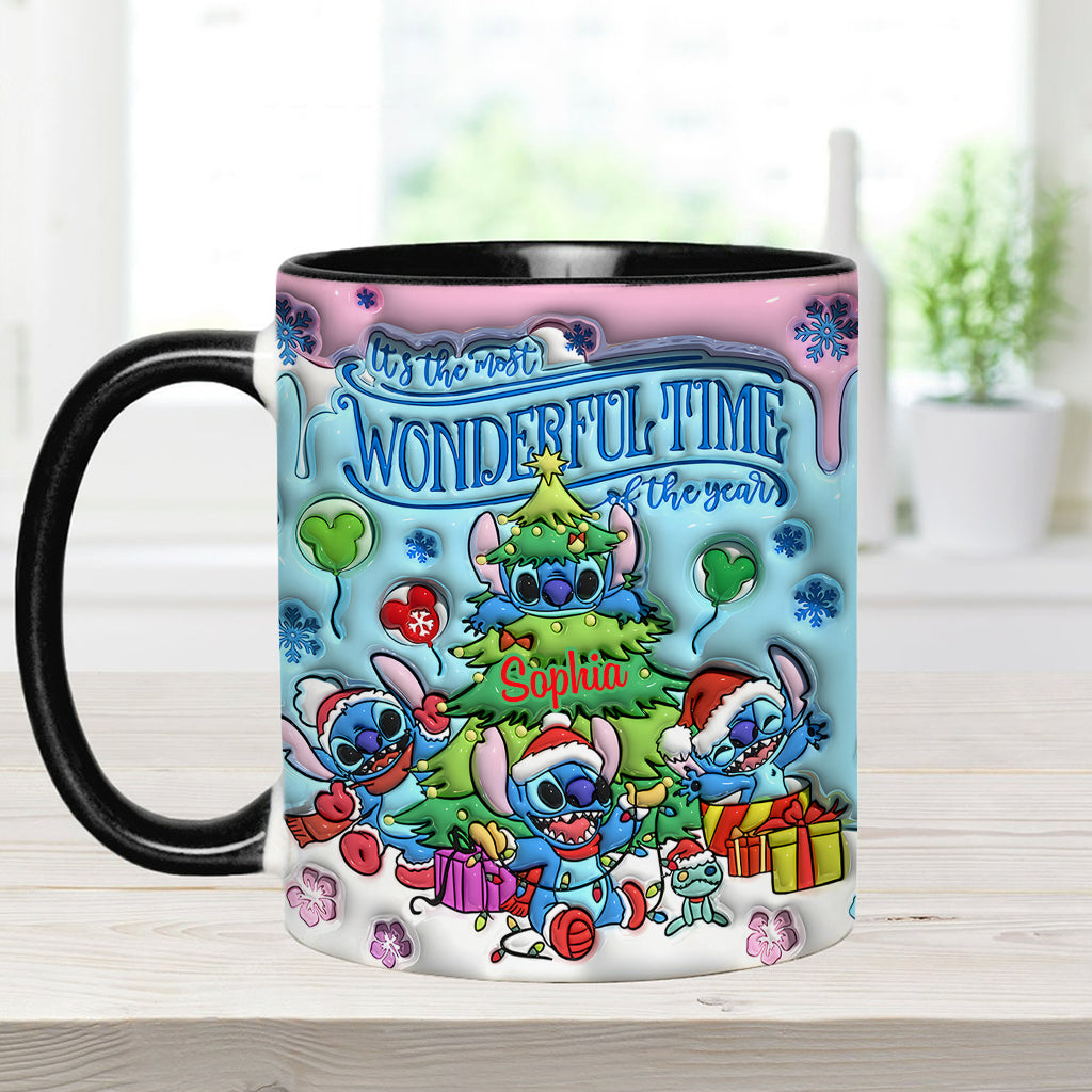Personalized Merry Stitchmas Accent Mug Custom Name Gift for Christmas
