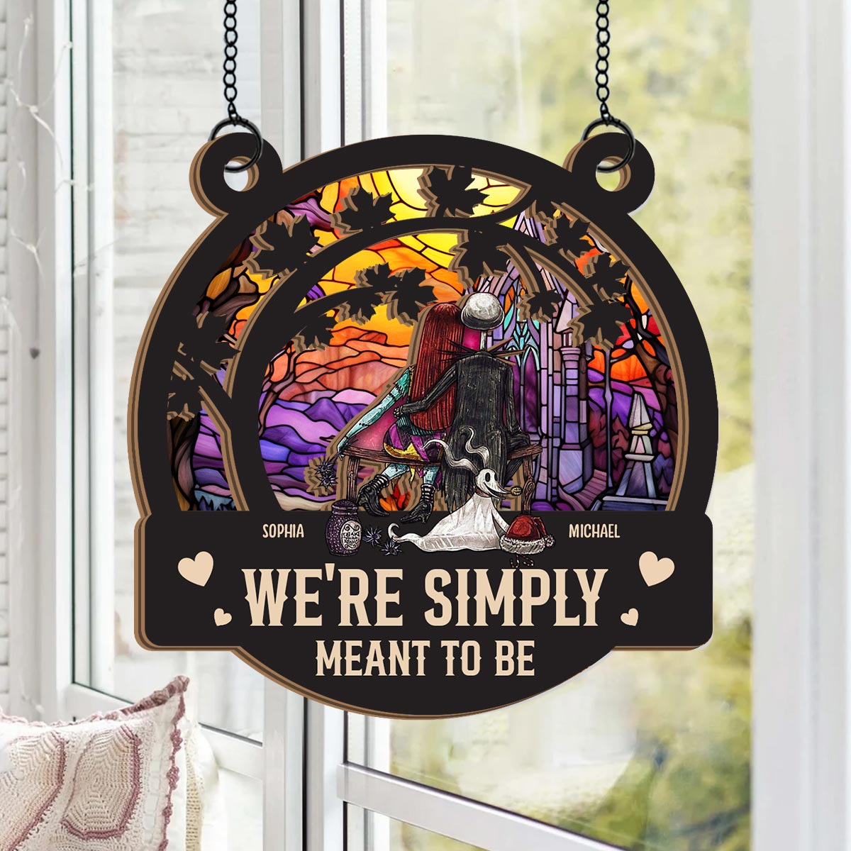 Personalized Nightmare Suncatcher Gift for Halloween or Wedding