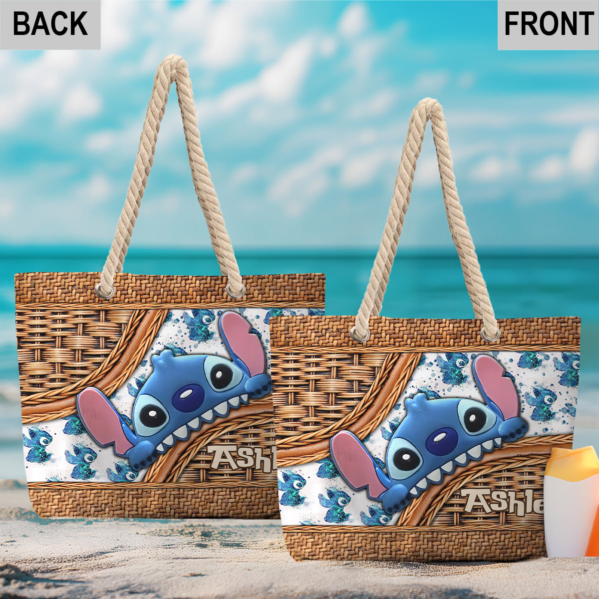 Personalized Canvas Beach Bag with Custom Design for Beach Day
