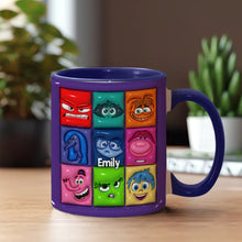 Load image into Gallery viewer, Personalized Accent Mug with Emotion Faces Custom Name Gift

