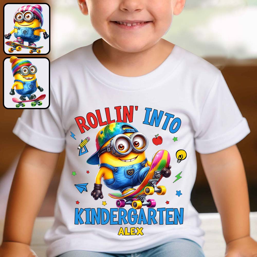 Personalized Kids T-Shirt Rollin Into Kindergarten Custom Name
