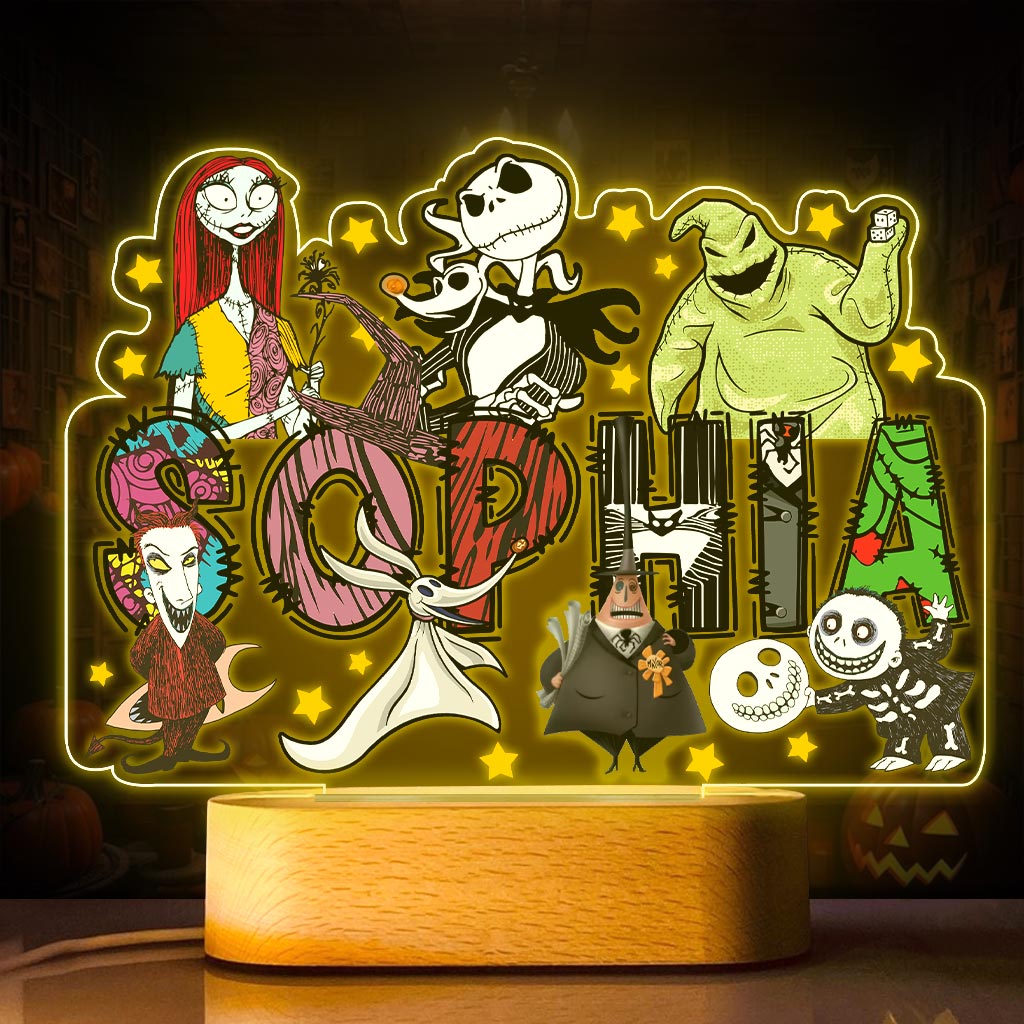 Personalized Nightmare Shaped Plaque Light Base Custom Name Gift for Halloween