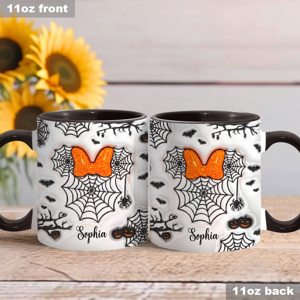 Personalized Halloween Accent Mug with Spider Webs & Name