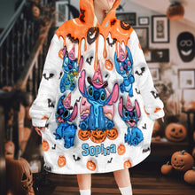 Load image into Gallery viewer, Personalized Spooky Ohana Blanket Hoodie with Custom Name
