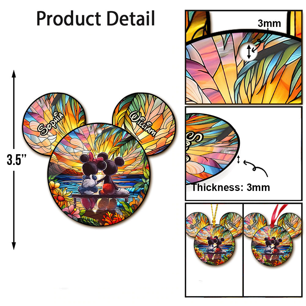Personalized Romantic Mouse Couple Acrylic Ornament for Christmas