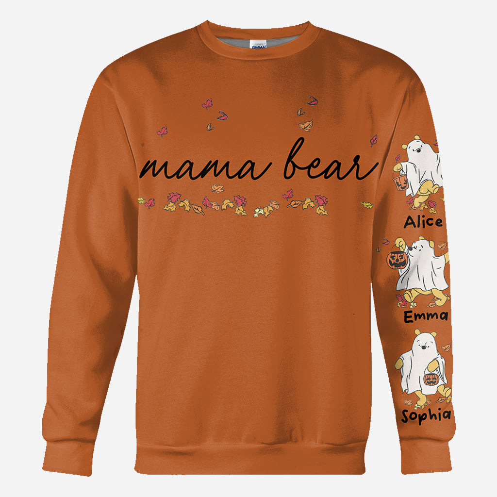 Personalized Mama Bear All Over Shirt for Mom with Custom Names