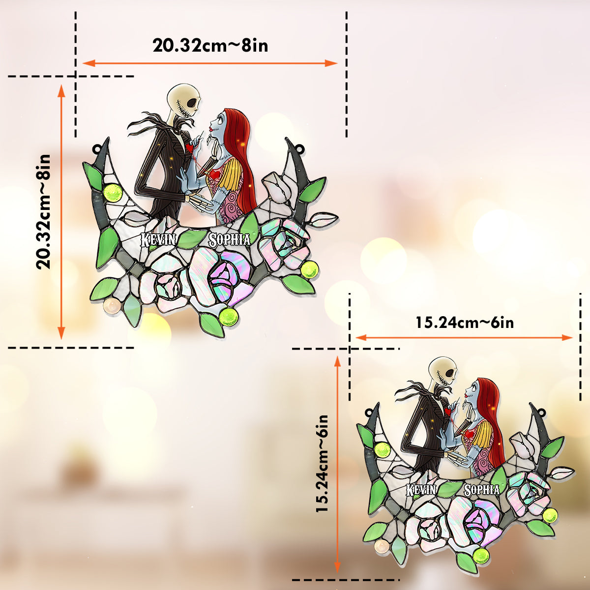 Personalized Nightmare Suncatcher Ornament with Roses for Home Decor