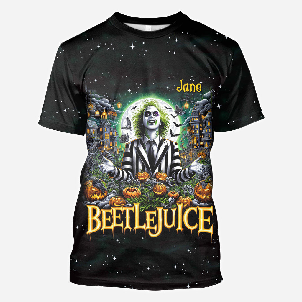 Personalized Beetlejuice All Over Shirt Custom Name Halloween Gift