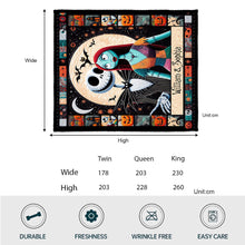Load image into Gallery viewer, Personalized Halloween Quilt featuring Jack &amp; Sally Custom Names Gift for Couples
