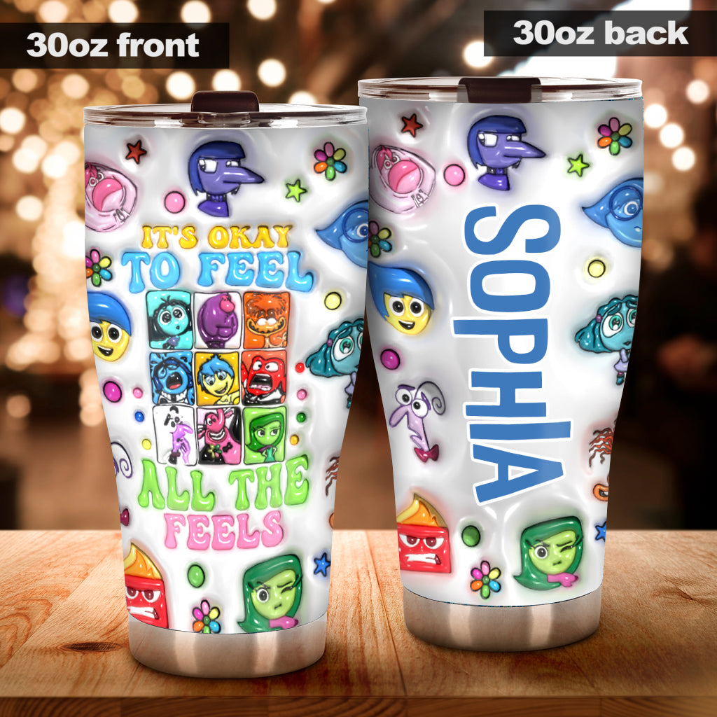 Personalized Tumbler It's Okay To Feel All The Feels Gift for Kids