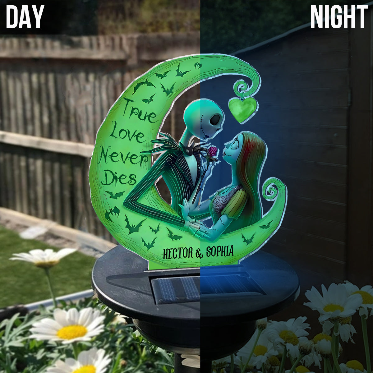 Personalized Nightmare Garden Solar Light with True Love Design for Couples