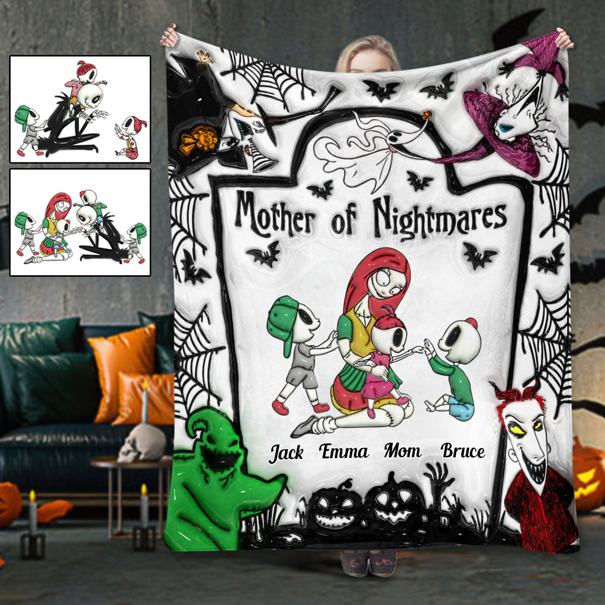 Personalized Nightmare Blanket with Family Design | Great Gift for Mom