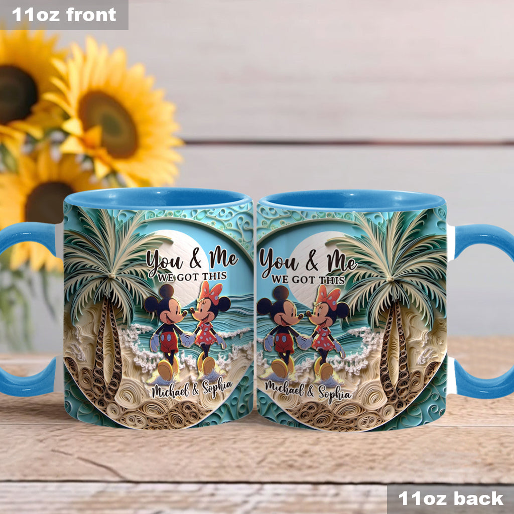 Personalized Couple Beach Scene Accent Mug Custom Names Gift