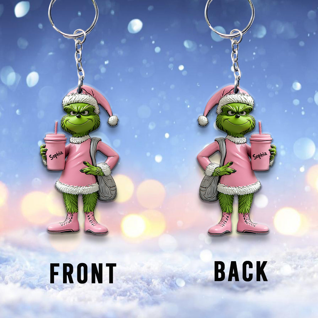 Personalized Grinch Keychain Custom Name Gift for Christmas