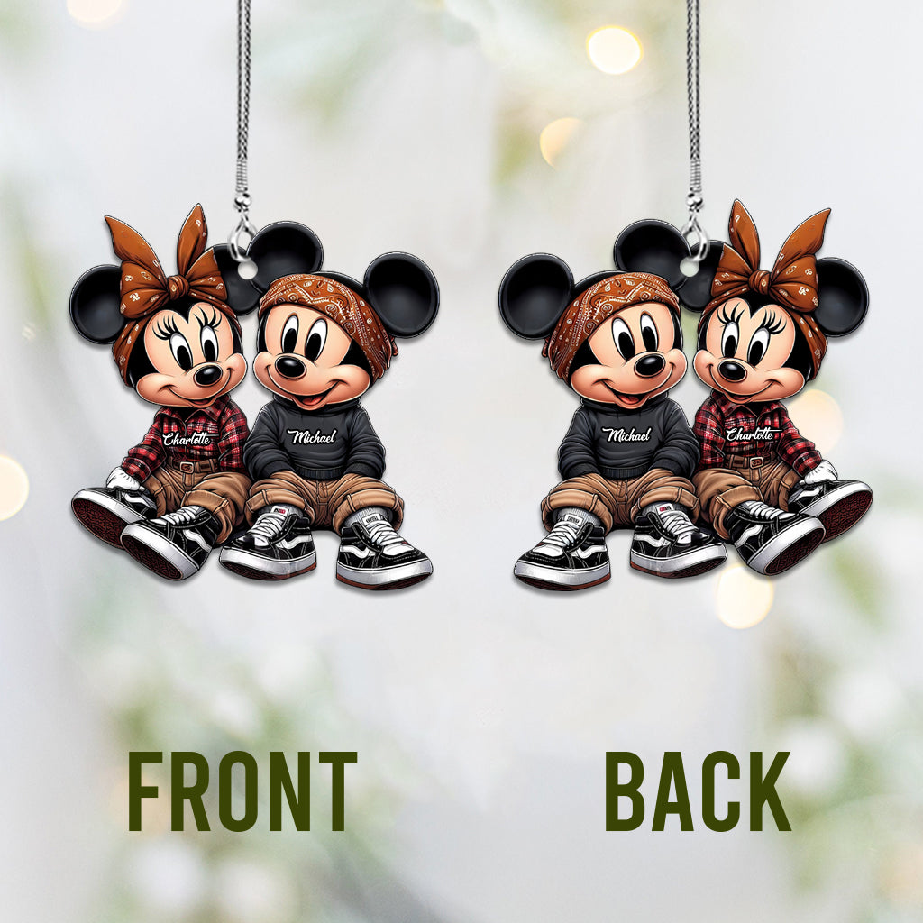 Personalized Couple Mouse Car Ornament Custom Names Gift