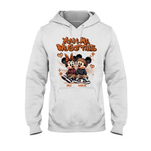 Load image into Gallery viewer, Personalized Couples Mouse T-shirt &amp; Hoodie with Custom Names for Engagement or Anniversary
