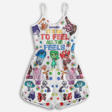 Load image into Gallery viewer, Personalized All the Feels Romper for Women - Cute Cotton Spandex Gift
