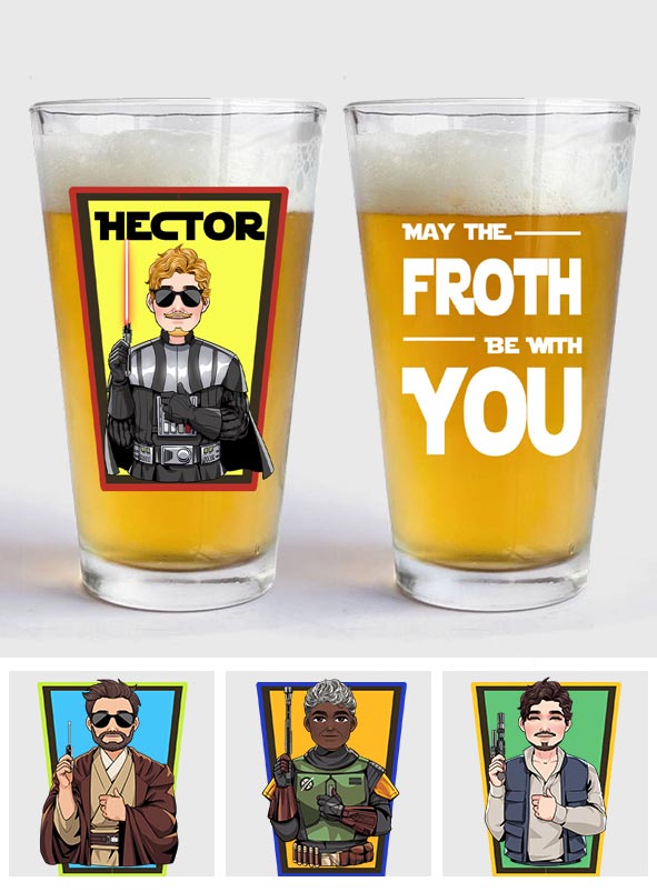Personalized Beer Glass May The Froth Be With You Custom Gift for Dad
