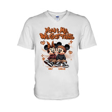 Load image into Gallery viewer, Personalized Couples Mouse T-shirt &amp; Hoodie with Custom Names for Engagement or Anniversary
