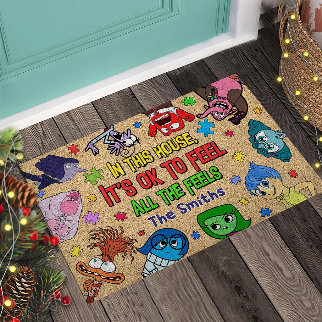Personalized Autism Awareness Doormat with Family Name - Custom Housewarming Gift