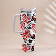 Load image into Gallery viewer, Personalized Mouse Heart Tumbler with Handle for Moms | Unique Christmas Gift
