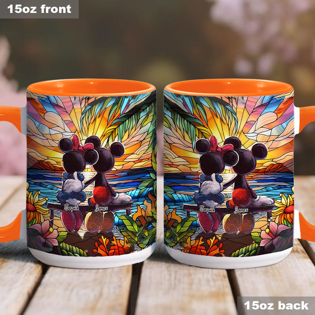 Personalized Sunset Accent Mug Custom Name Gift for Couples