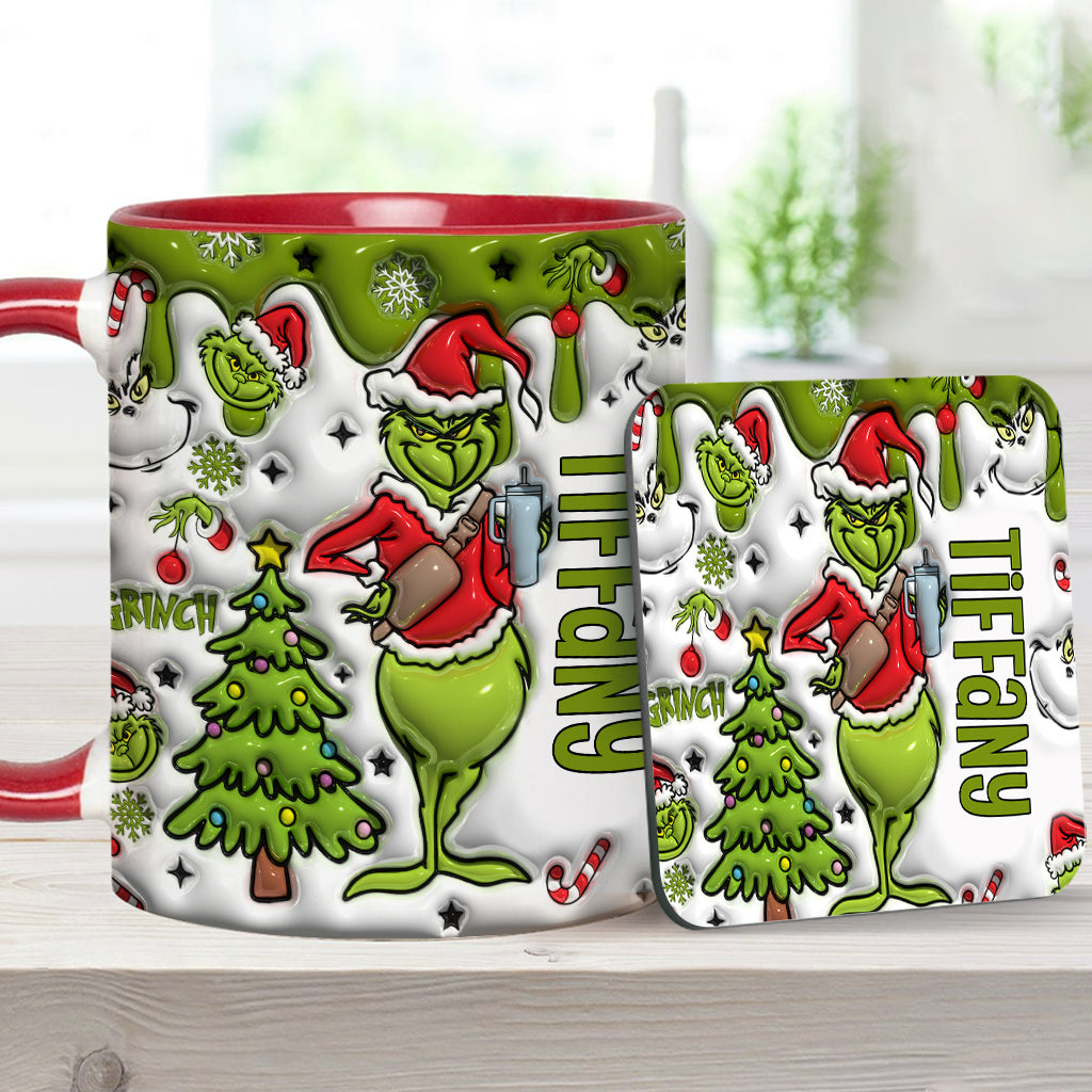 Personalized Grinch Accent Mug Custom Name Gift for Christmas