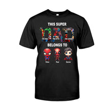 Load image into Gallery viewer, Personalized Super Dad T-shirt Custom Names Gift for Father's Day
