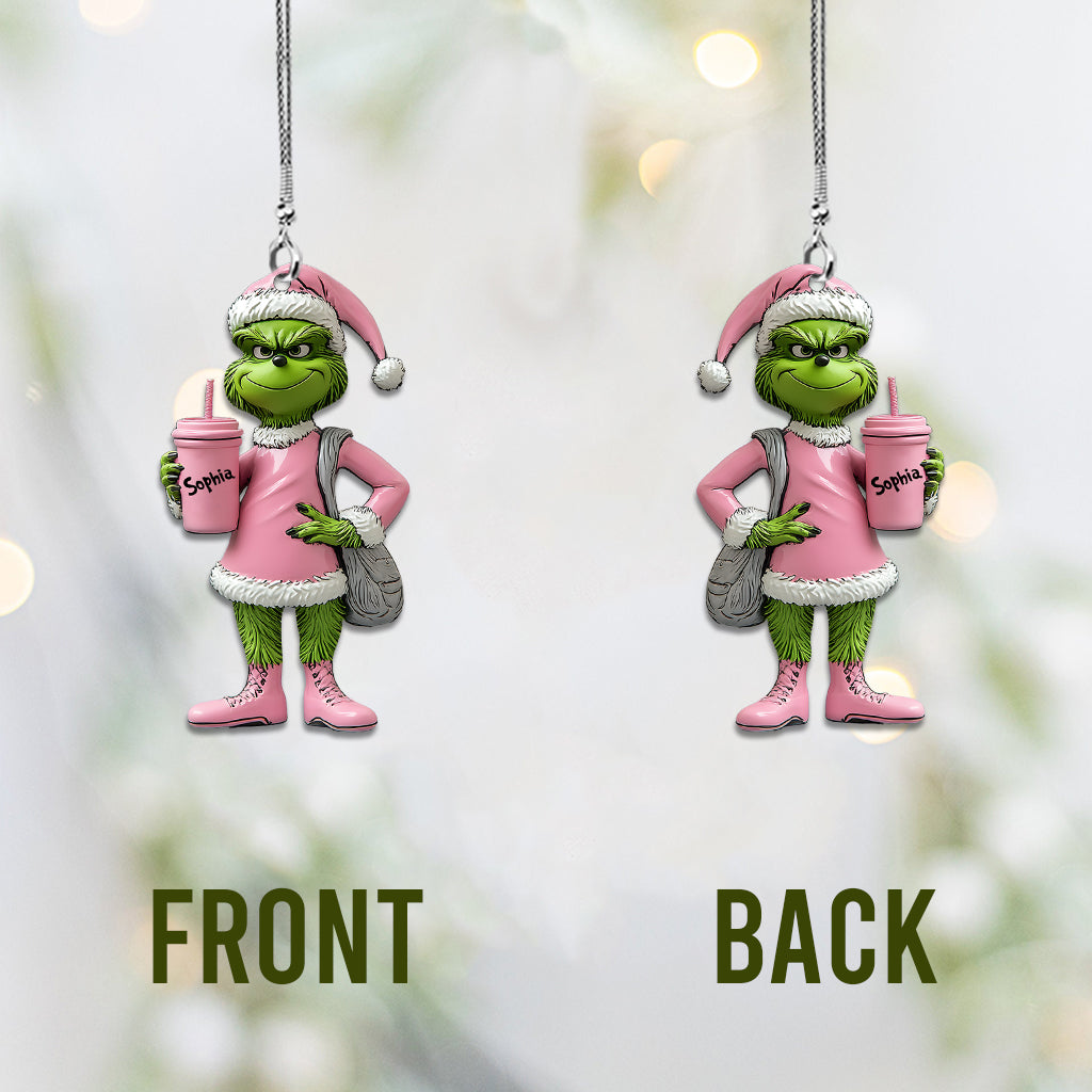 Personalized Grinch Car Ornament Custom Name Christmas Gift