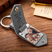 Load image into Gallery viewer, Personalized Leather Photo Keychain Couple Gift with Custom Message
