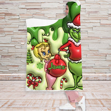 Load image into Gallery viewer, Personalized Grinch Hooded Blanket Unique Christmas Gift
