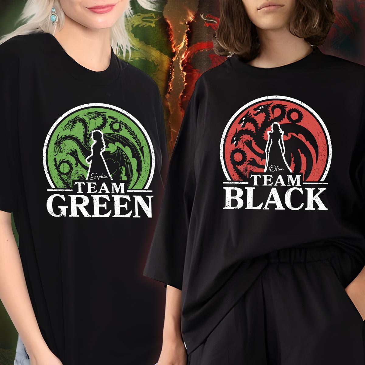 Personalized Team Black vs Green Hoodie & T-shirt Gift