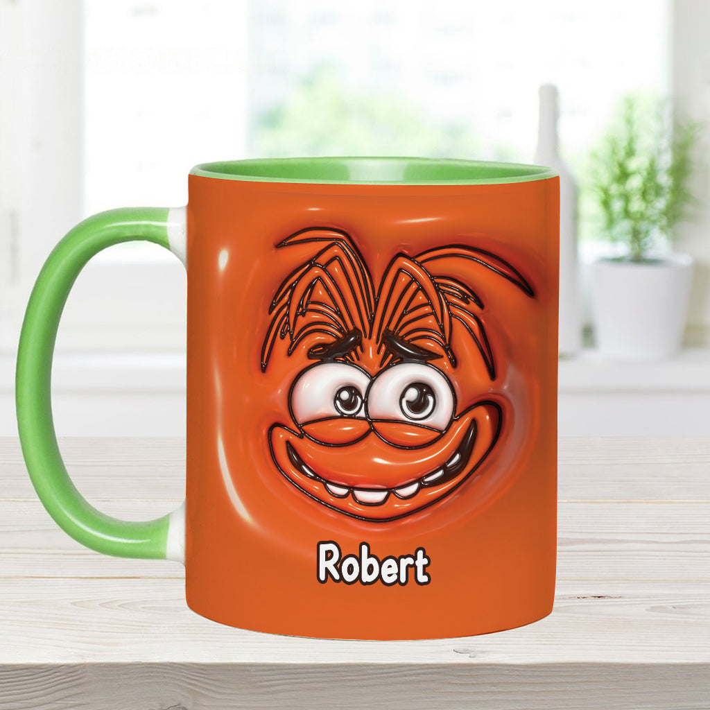 Personalized Two-Tone Accent Mug with Emotive Character - Custom Name Gift