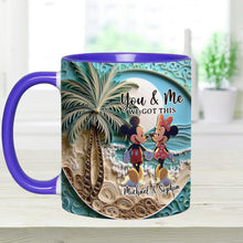 Load image into Gallery viewer, Personalized Couple Beach Scene Accent Mug Custom Names Gift
