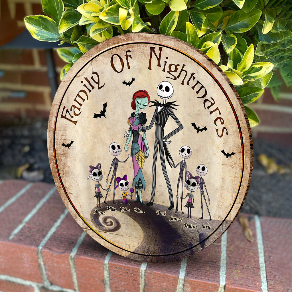 Personalized Round Wood Sign Family Of Nightmares Decor Gift
