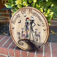 Load image into Gallery viewer, Personalized Round Wood Sign Family Of Nightmares Decor Gift
