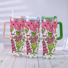 Load image into Gallery viewer, Personalized Grinch Christmas Tumbler with Handle Custom Name Gift
