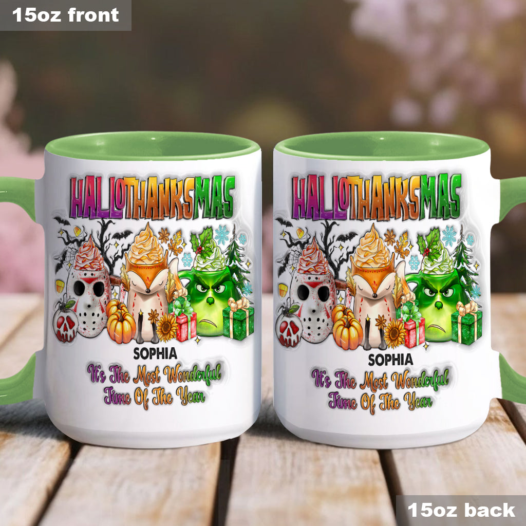 Personalized Hallothanksmas Accent Mug Custom Name Gift