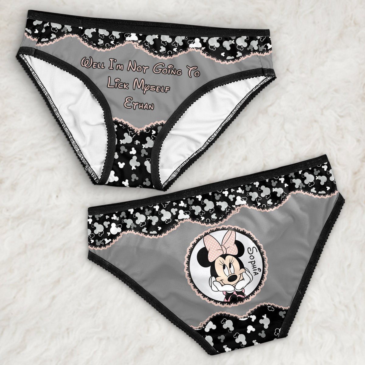 Personalized Lace Border Women Briefs Custom Name Gift