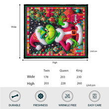 Load image into Gallery viewer, Personalized Grinch Christmas Quilt Custom Name Holiday Gift
