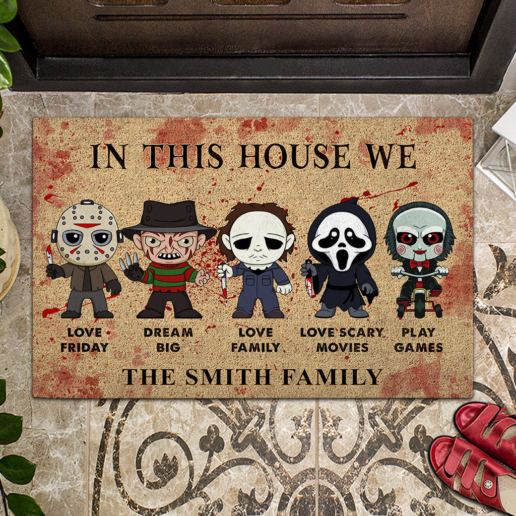 Personalized Scary Movies Doormat Custom Name Housewarming Gift